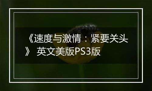 《速度与激情：紧要关头》 英文美版PS3版