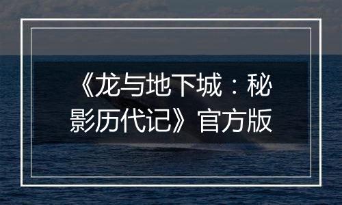 《龙与地下城：秘影历代记》官方版
