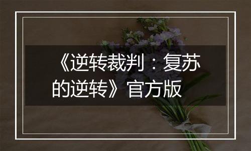 《逆转裁判：复苏的逆转》官方版