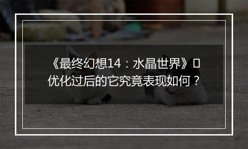 《最终幻想14：水晶世界》​优化过后的它究竟表现如何？