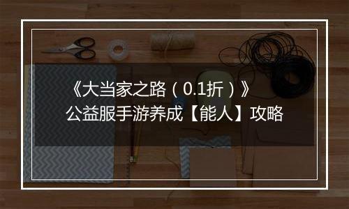 《大当家之路（0.1折）》公益服手游养成【能人】攻略