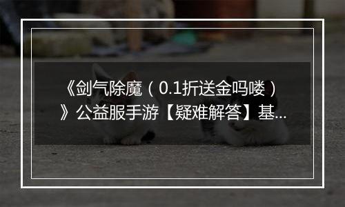 《剑气除魔（0.1折送金吗喽）》公益服手游【疑难解答】基础问题答疑