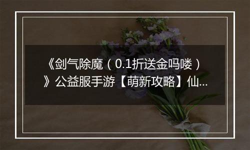 《剑气除魔（0.1折送金吗喽）》公益服手游【萌新攻略】仙缘的获取和使用