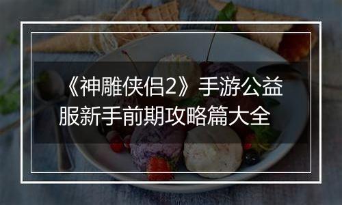《神雕侠侣2》手游公益服新手前期攻略篇大全