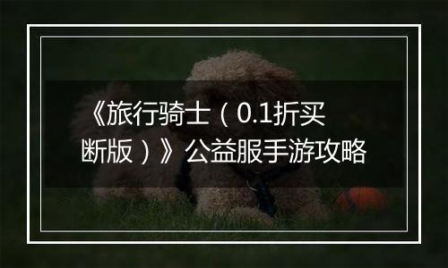 《旅行骑士（0.1折买断版）》公益服手游攻略