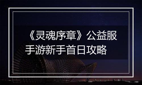 《灵魂序章》公益服手游新手首日攻略