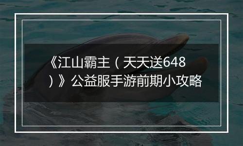 《江山霸主（天天送648）》公益服手游前期小攻略