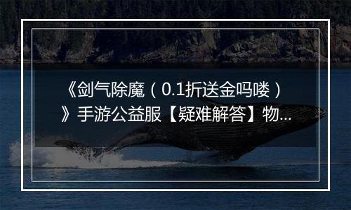《剑气除魔（0.1折送金吗喽）》手游公益服【疑难解答】物品获得问题答疑