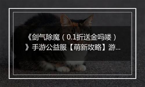 《剑气除魔（0.1折送金吗喽）》手游公益服【萌新攻略】游戏前期如何快速成长