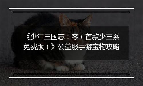 《少年三国志：零（首款少三系免费版）》公益服手游宝物攻略