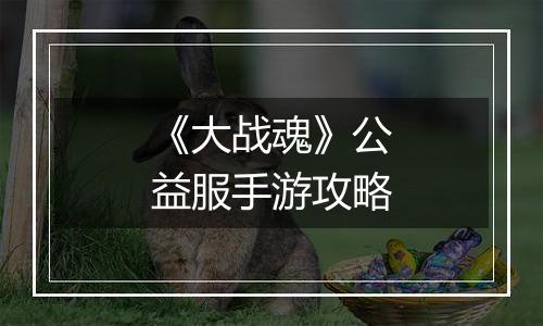 《大战魂》公益服手游攻略