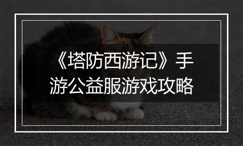 《塔防西游记》手游公益服游戏攻略