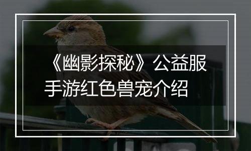 《幽影探秘》公益服手游红色兽宠介绍