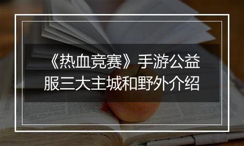 《热血竞赛》手游公益服三大主城和野外介绍