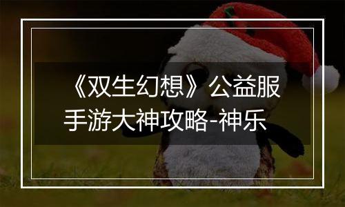 《双生幻想》公益服手游大神攻略-神乐
