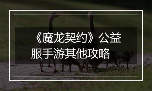 《魔龙契约》公益服手游其他攻略