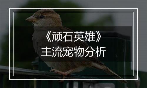 《顽石英雄》主流宠物分析