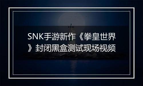 SNK手游新作《拳皇世界》封闭黑盒测试现场视频