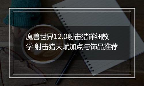 魔兽世界12.0射击猎详细教学 射击猎天赋加点与饰品推荐