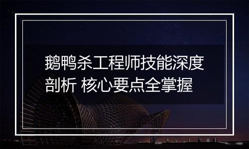 鹅鸭杀工程师技能深度剖析 核心要点全掌握