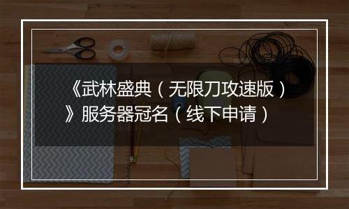 《武林盛典（无限刀攻速版）》服务器冠名（线下申请）