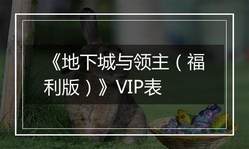 《地下城与领主（福利版）》VIP表