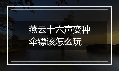 燕云十六声变种伞镖该怎么玩