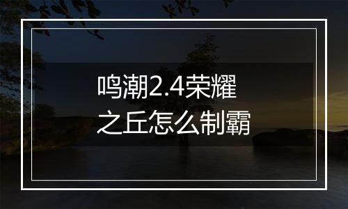 鸣潮2.4荣耀之丘怎么制霸