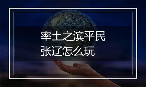 率土之滨平民张辽怎么玩