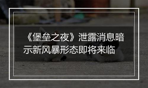 《堡垒之夜》泄露消息暗示新风暴形态即将来临