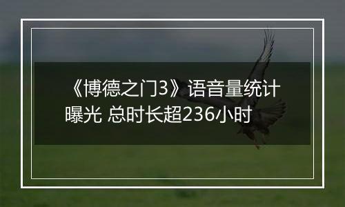 《博德之门3》语音量统计曝光 总时长超236小时