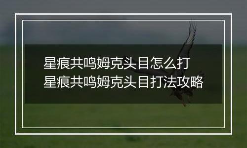 星痕共鸣姆克头目怎么打 星痕共鸣姆克头目打法攻略