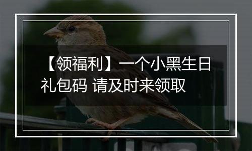 【领福利】一个小黑生日礼包码 请及时来领取