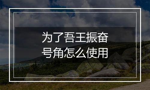 为了吾王振奋号角怎么使用