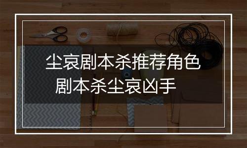 尘哀剧本杀推荐角色  剧本杀尘哀凶手