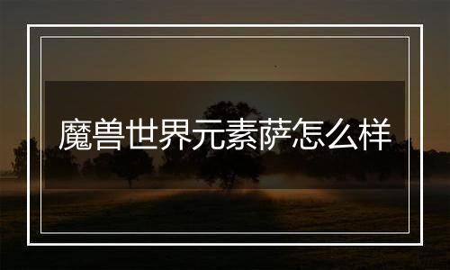 魔兽世界元素萨怎么样