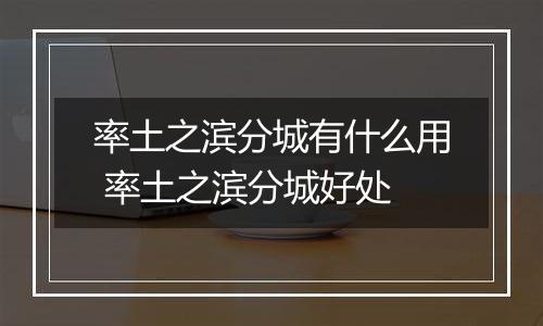 率土之滨分城有什么用 率土之滨分城好处