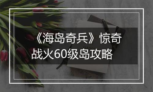 《海岛奇兵》惊奇战火60级岛攻略