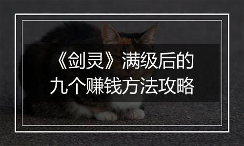 《剑灵》满级后的九个赚钱方法攻略