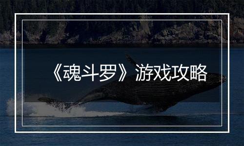 《魂斗罗》游戏攻略