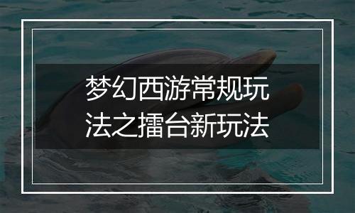 梦幻西游常规玩法之擂台新玩法