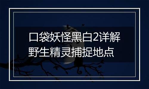口袋妖怪黑白2详解野生精灵捕捉地点