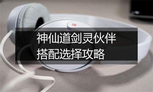 神仙道剑灵伙伴搭配选择攻略