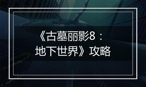 《古墓丽影8：地下世界》攻略
