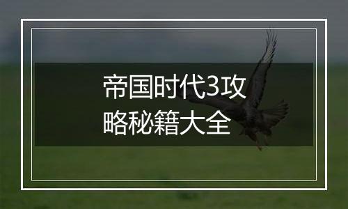 帝国时代3攻略秘籍大全