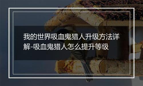 我的世界吸血鬼猎人升级方法详解-吸血鬼猎人怎么提升等级