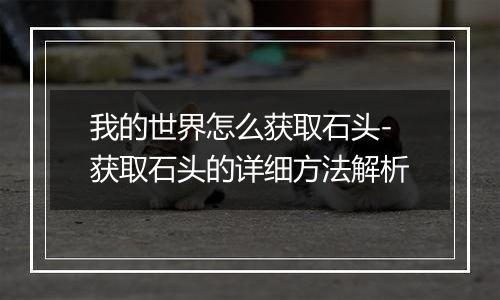 我的世界怎么获取石头-获取石头的详细方法解析