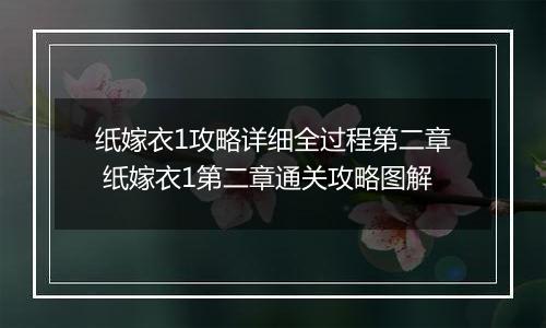 纸嫁衣1攻略详细全过程第二章 纸嫁衣1第二章通关攻略图解