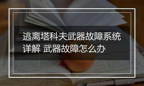 逃离塔科夫武器故障系统详解 武器故障怎么办