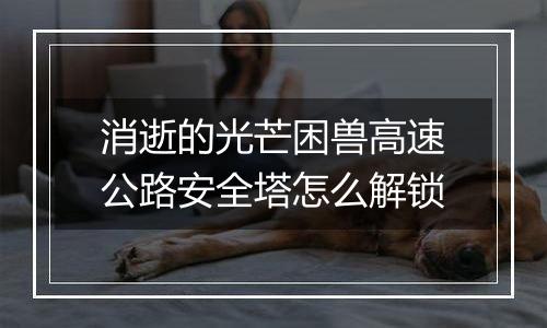 消逝的光芒困兽高速公路安全塔怎么解锁